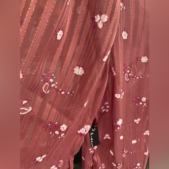 Shirred Sheer Floral Blouse 3rd + Malt - Picture 13 of 15